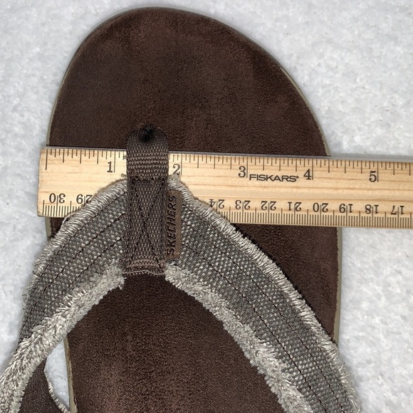 Skechers RelaxedFIT memory foam 360 men’s brown flip-flops, measured size 11 - Picture 8 of 9